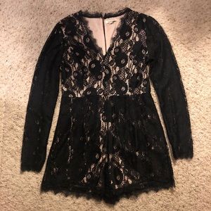 Black Lace Sleeved Romper From Francescas